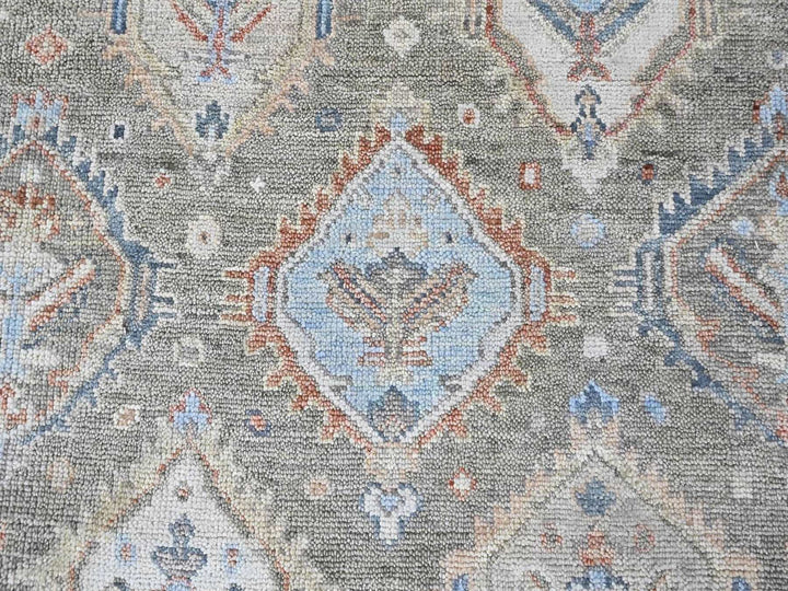 9'11" x 13'8" New Hand Knotted Green Wool Rectangle Oriental Rug - MOA10210472