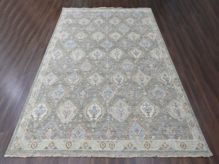 11'10" x 14'11" New Hand Knotted Green Wool Rectangle Oriental Rug - MOA10210473