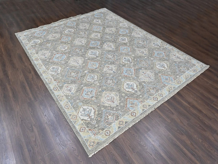 11'10" x 14'11" New Hand Knotted Green Wool Rectangle Oriental Rug - MOA10210473