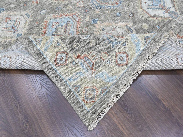 11'10" x 14'11" New Hand Knotted Green Wool Rectangle Oriental Rug - MOA10210473