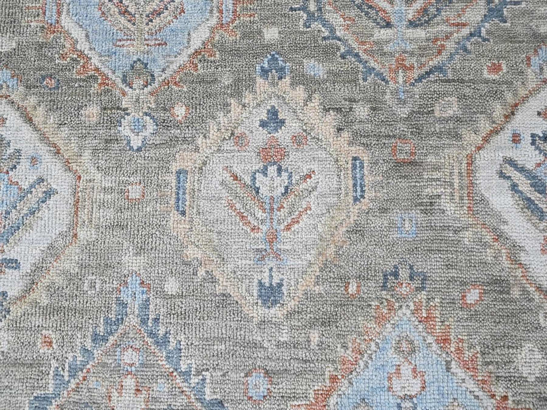 11'10" x 14'11" New Hand Knotted Green Wool Rectangle Oriental Rug - MOA10210473