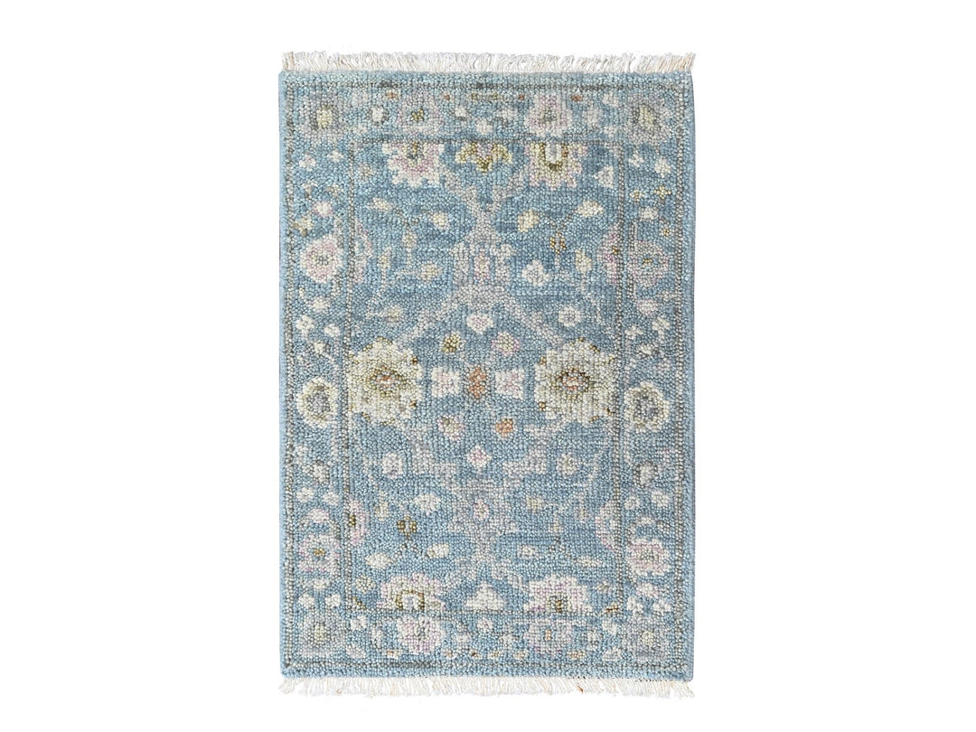 2'0" x 3'1" New Hand Knotted Blue Wool Rectangle Oriental Rug - MOA10210474