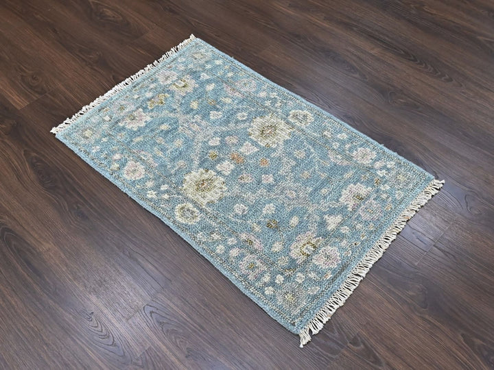 2'0" x 3'1" New Hand Knotted Blue Wool Rectangle Oriental Rug - MOA10210475