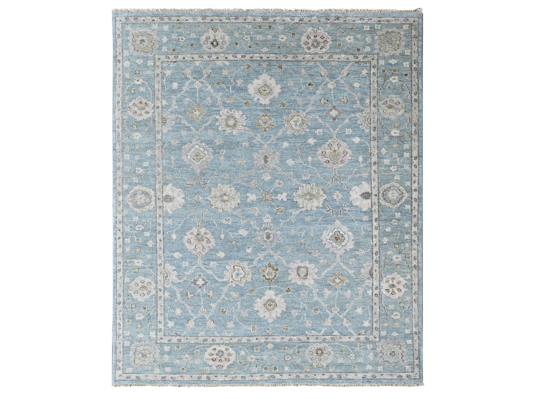 7'11" x 10'0" New Hand Knotted Blue Wool Rectangle Oriental Rug - MOA10210476
