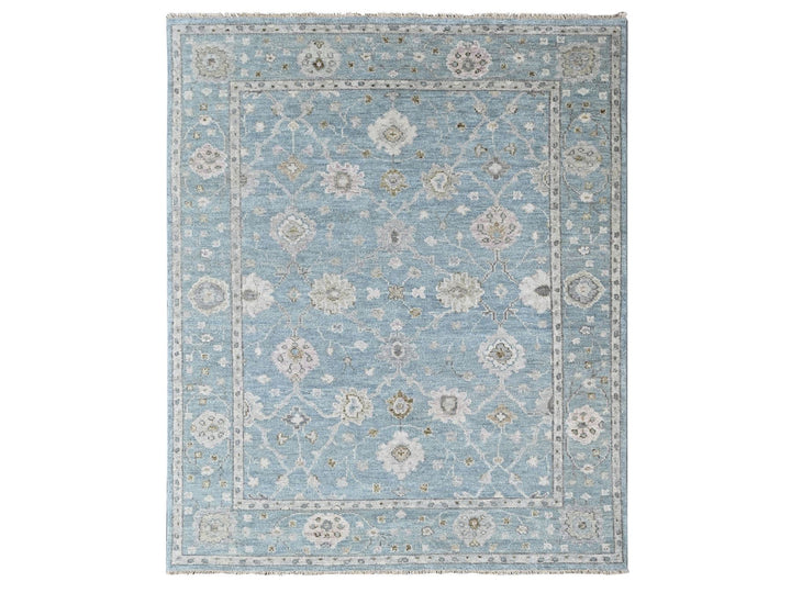 7'11" x 10'0" New Hand Knotted Blue Wool Rectangle Oriental Rug - MOA10210476