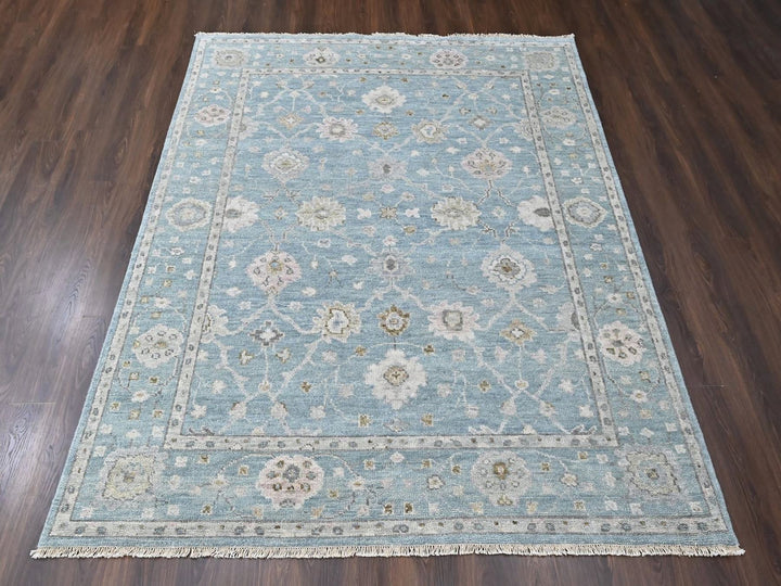 7'11" x 10'0" New Hand Knotted Blue Wool Rectangle Oriental Rug - MOA10210476