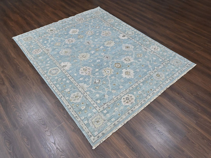 7'11" x 10'0" New Hand Knotted Blue Wool Rectangle Oriental Rug - MOA10210476