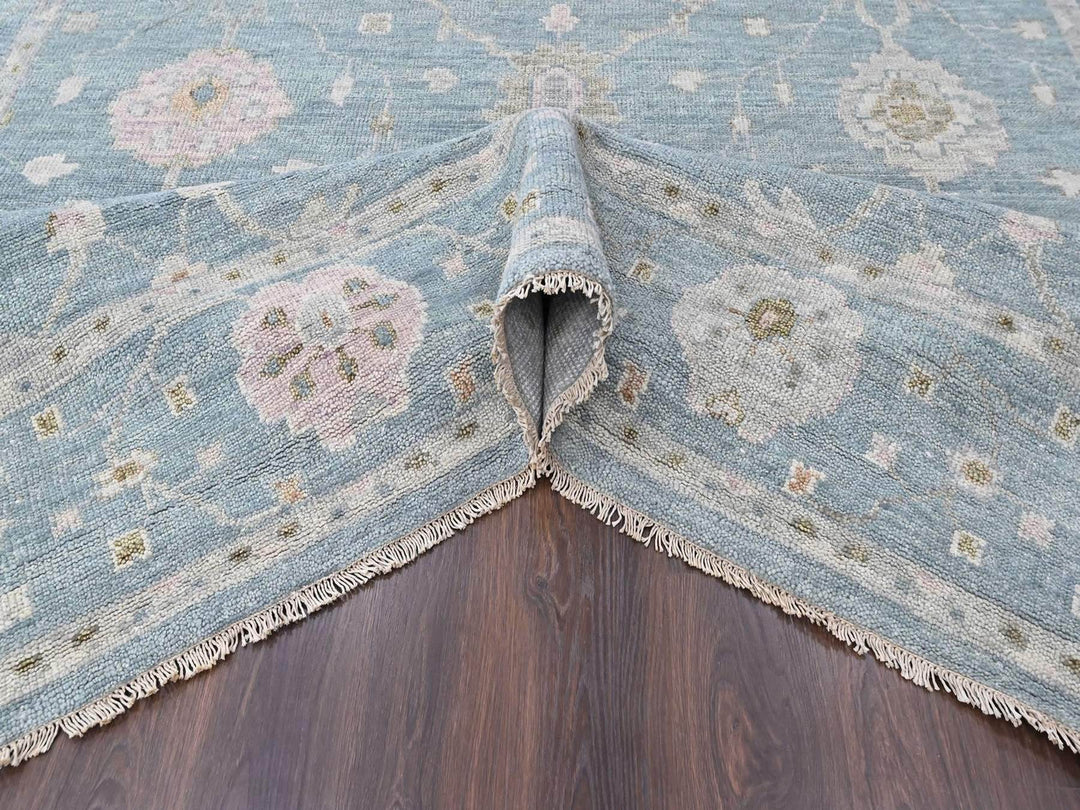 10'0" x 13'11" New Hand Knotted Blue Wool Rectangle Oriental Rug - MOA10210477
