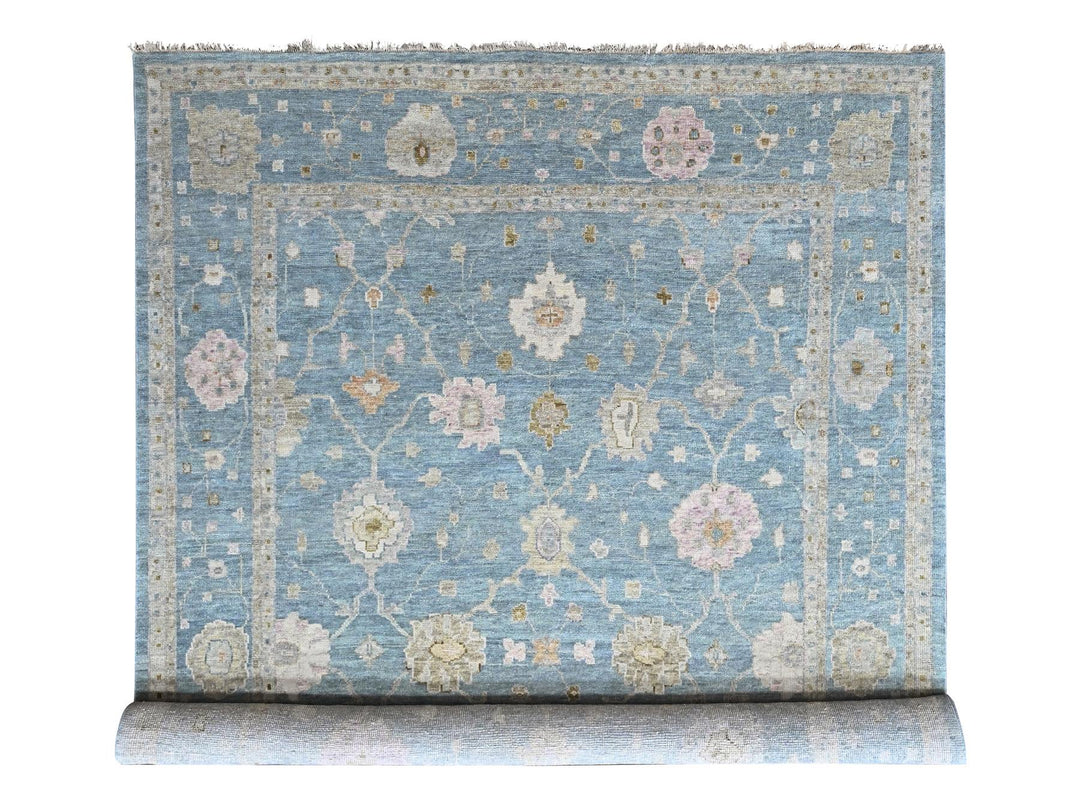 11'11" x 14'10" New Hand Knotted Blue Wool Rectangle Oriental Rug - MOA10210478