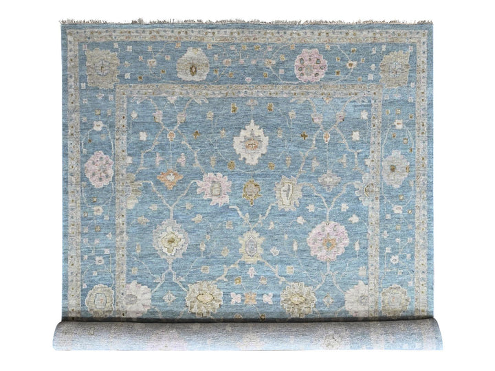 11'11" x 14'10" New Hand Knotted Blue Wool Rectangle Oriental Rug - MOA10210478