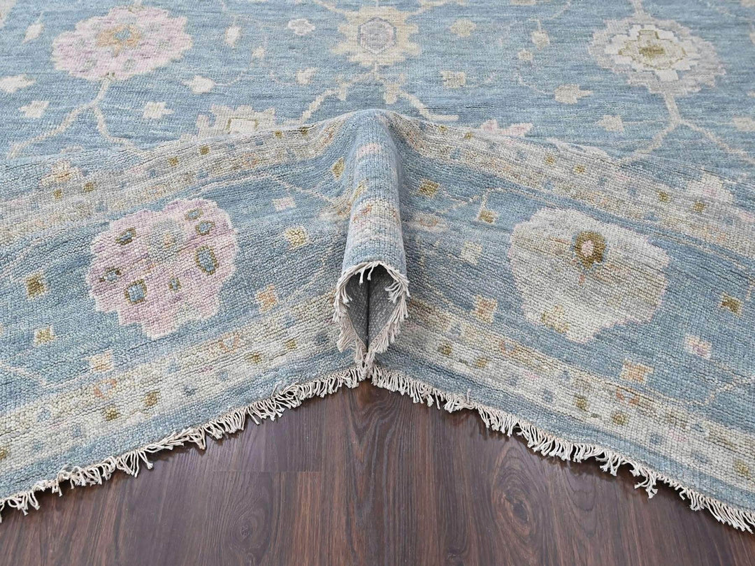 11'11" x 14'10" New Hand Knotted Blue Wool Rectangle Oriental Rug - MOA10210478