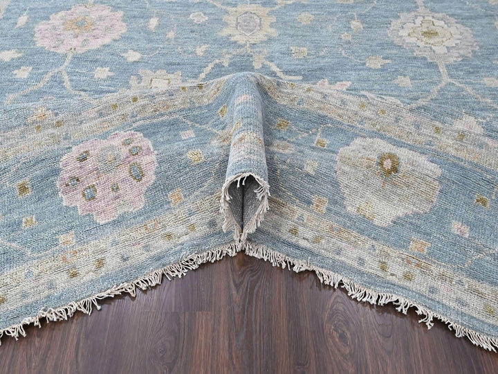 11'11" x 14'10" New Hand Knotted Blue Wool Rectangle Oriental Rug - MOA10210478