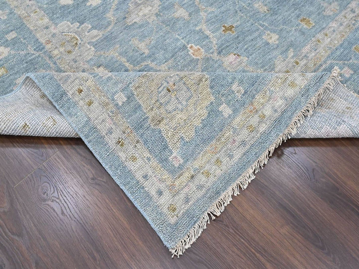 11'11" x 14'10" New Hand Knotted Blue Wool Rectangle Oriental Rug - MOA10210478