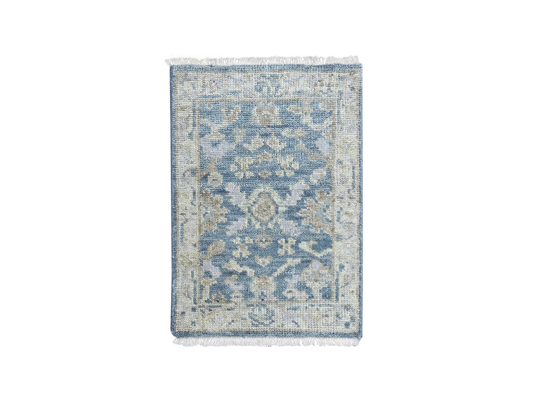 2'0" x 3'0" New Hand Knotted Blue Wool Rectangle Oriental Rug - MOA10210479