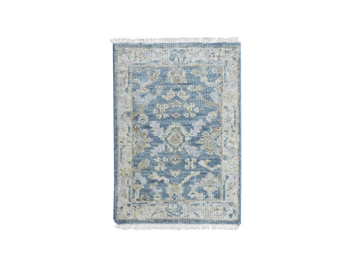 2'0" x 3'0" New Hand Knotted Blue Wool Rectangle Oriental Rug - MOA10210479