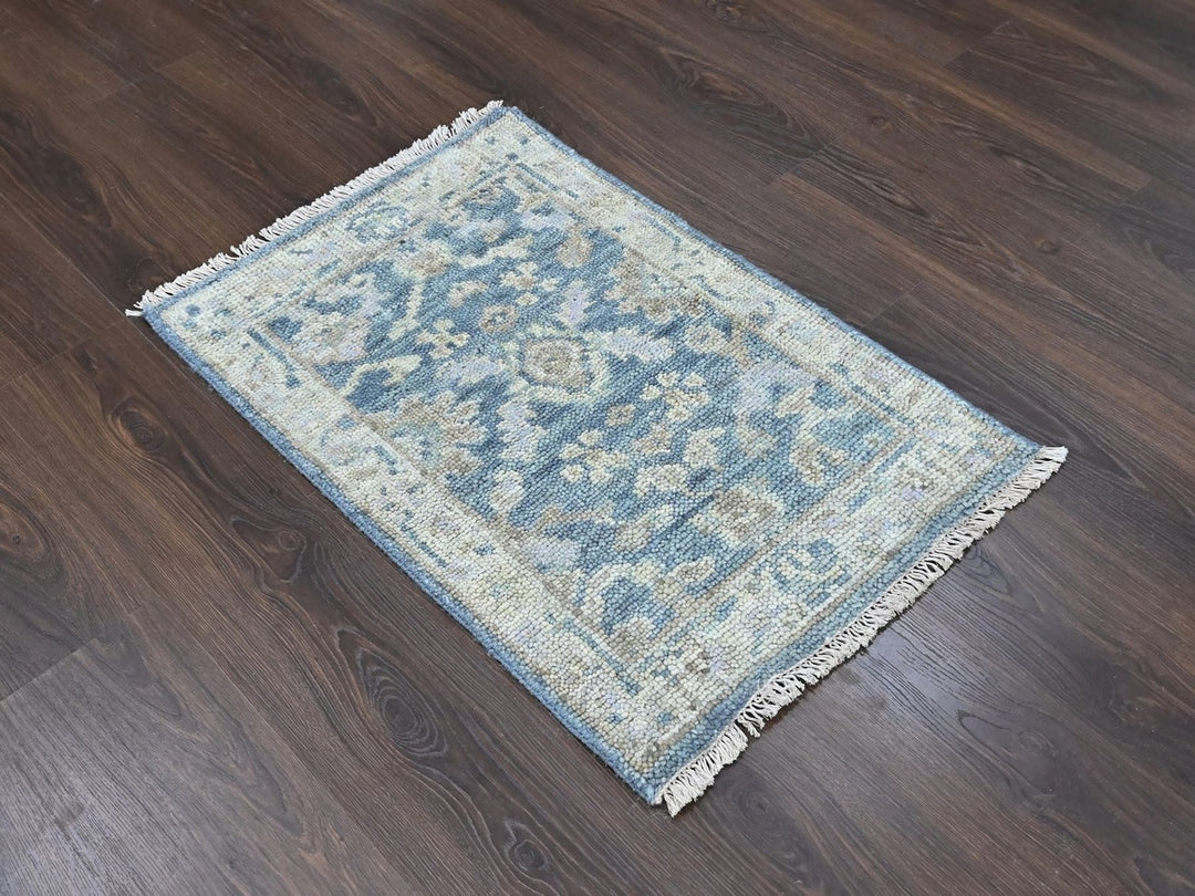2'0" x 3'0" New Hand Knotted Blue Wool Rectangle Oriental Rug - MOA10210479