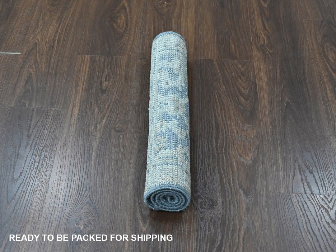 2'0" x 3'0" New Hand Knotted Blue Wool Rectangle Oriental Rug - MOA10210479