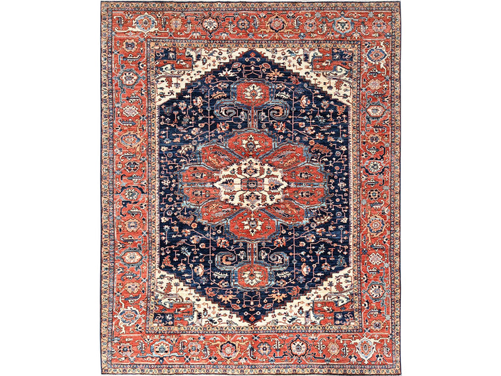 9'2" x 12'8" New Hand Knotted Blue Wool Rectangle Oriental Rug - MOA1021047