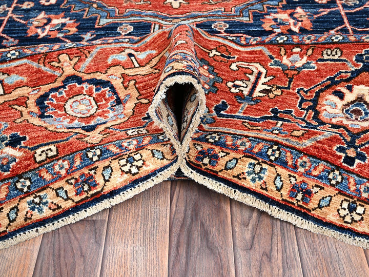 9'2" x 12'8" New Hand Knotted Blue Wool Rectangle Oriental Rug - MOA1021047