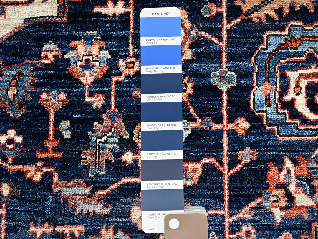 9'2" x 12'8" New Hand Knotted Blue Wool Rectangle Oriental Rug - MOA1021047