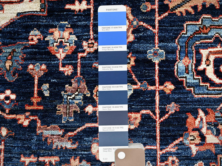 9'2" x 12'8" New Hand Knotted Blue Wool Rectangle Oriental Rug - MOA1021047