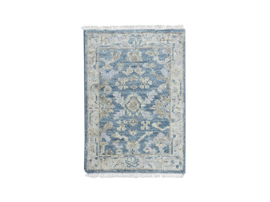 2'0" x 2'11" New Hand Knotted Blue Wool Rectangle Oriental Rug - MOA10210480