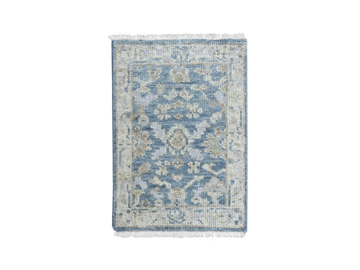 2'0" x 2'11" New Hand Knotted Blue Wool Rectangle Oriental Rug - MOA10210480