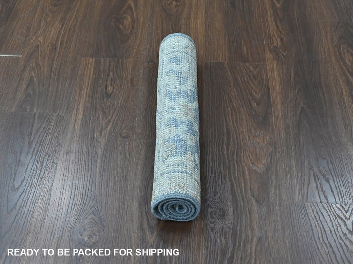 2'0" x 2'11" New Hand Knotted Blue Wool Rectangle Oriental Rug - MOA10210480