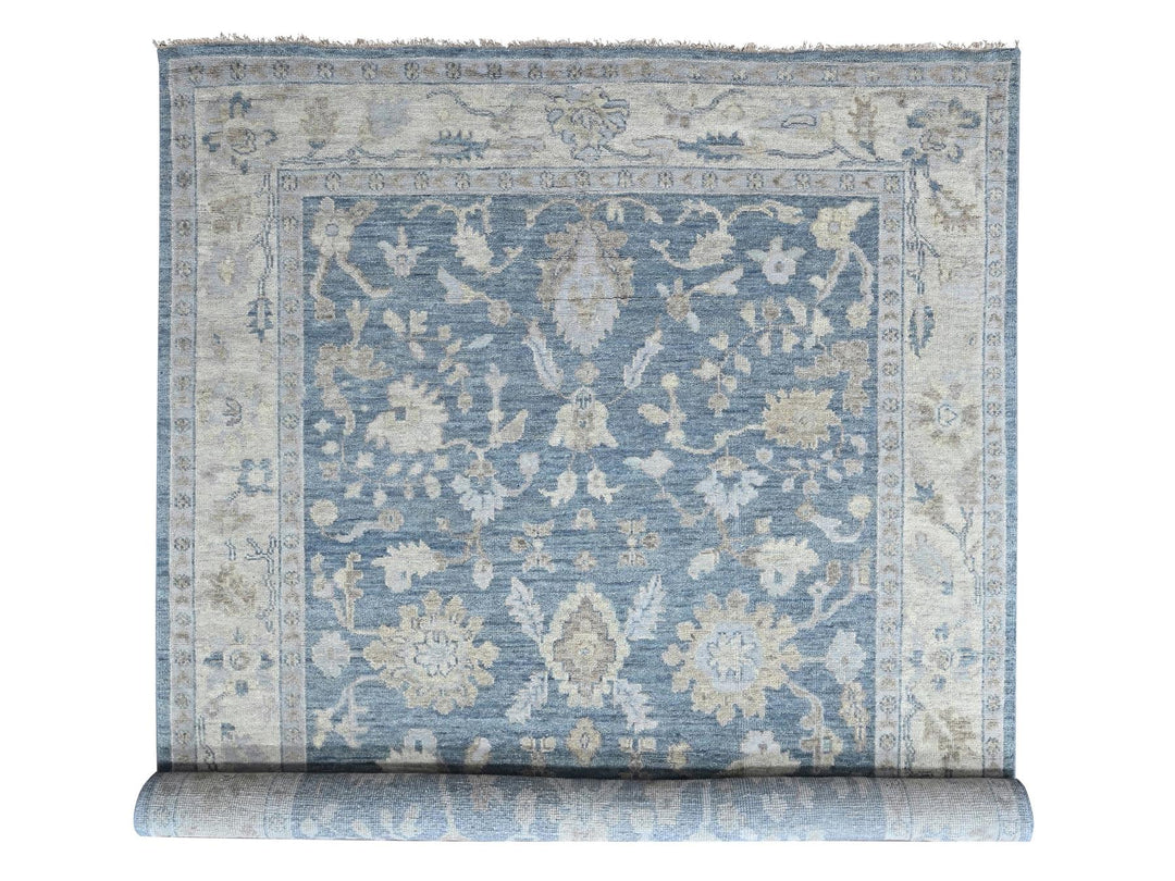 9'11" x 13'10" New Hand Knotted Blue Wool Rectangle Oriental Rug - MOA10210482