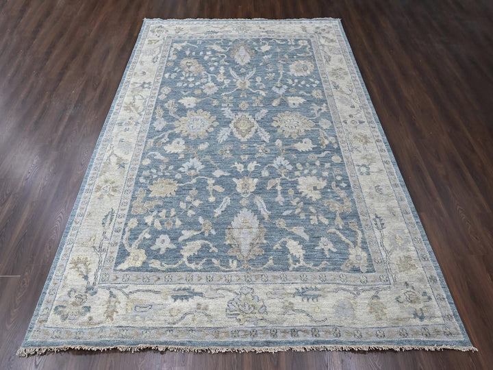 9'11" x 13'10" New Hand Knotted Blue Wool Rectangle Oriental Rug - MOA10210482