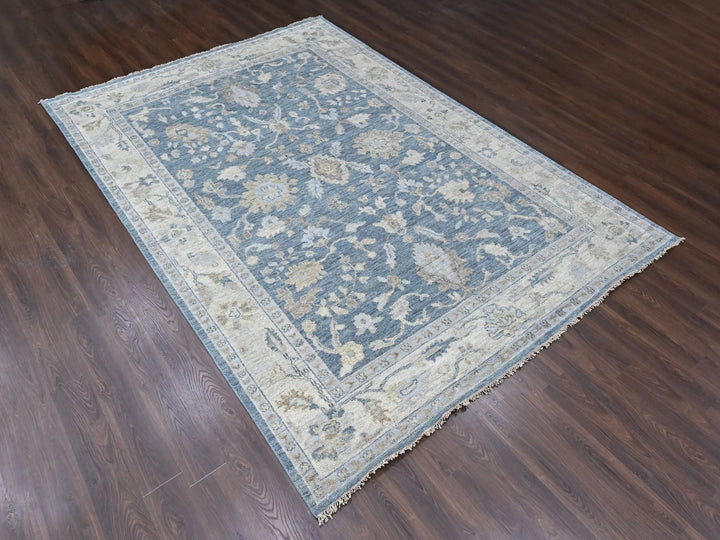 9'11" x 13'10" New Hand Knotted Blue Wool Rectangle Oriental Rug - MOA10210482