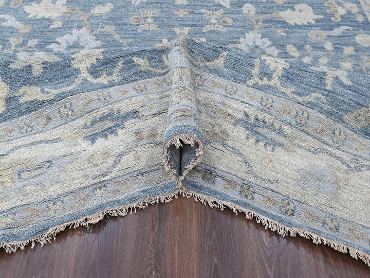 9'11" x 13'10" New Hand Knotted Blue Wool Rectangle Oriental Rug - MOA10210482