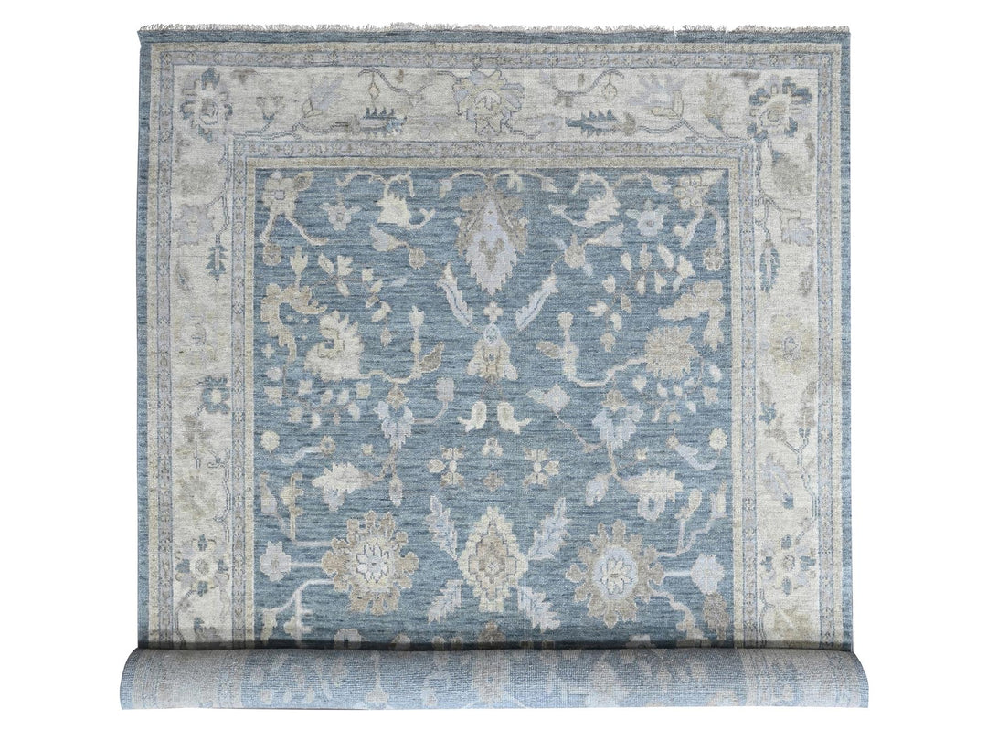11'9" x 14'9" New Hand Knotted Blue Wool Rectangle Oriental Rug - MOA10210483