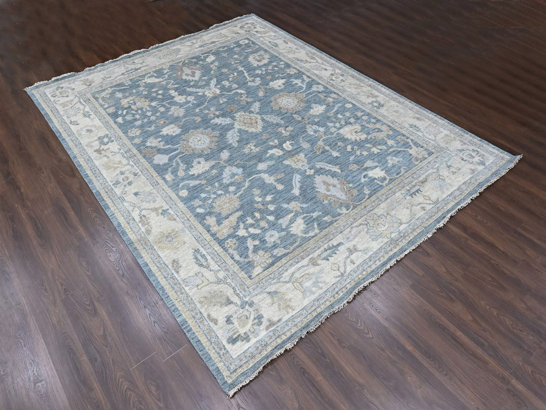 11'9" x 14'9" New Hand Knotted Blue Wool Rectangle Oriental Rug - MOA10210483