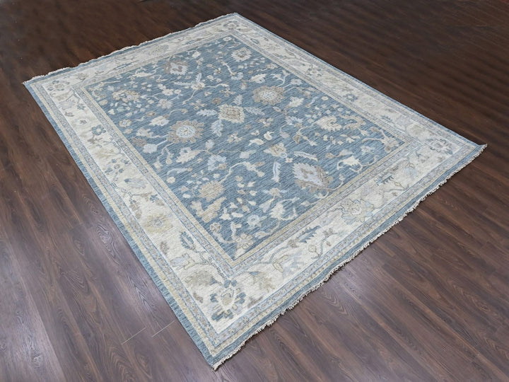 11'9" x 14'9" New Hand Knotted Blue Wool Rectangle Oriental Rug - MOA10210483