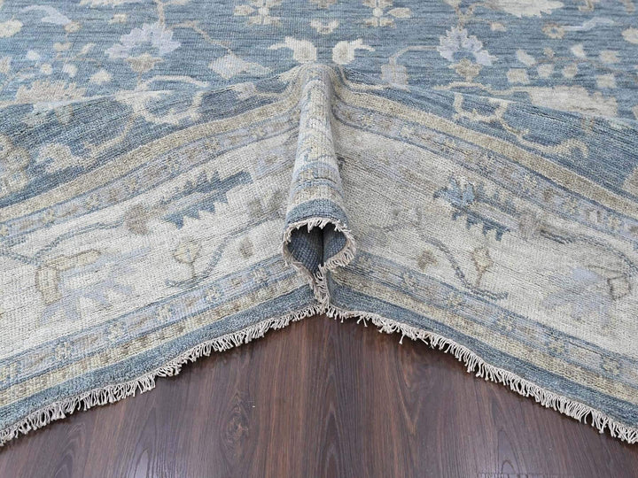 11'9" x 14'9" New Hand Knotted Blue Wool Rectangle Oriental Rug - MOA10210483