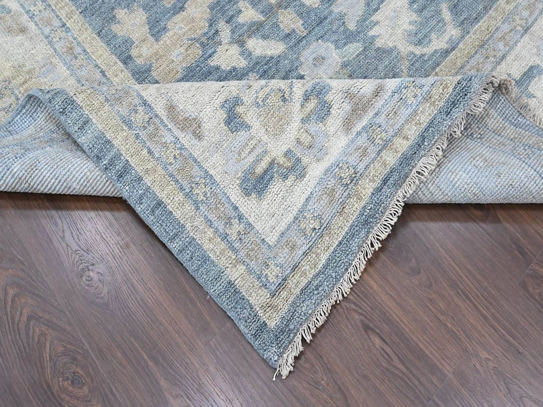 11'9" x 14'9" New Hand Knotted Blue Wool Rectangle Oriental Rug - MOA10210483