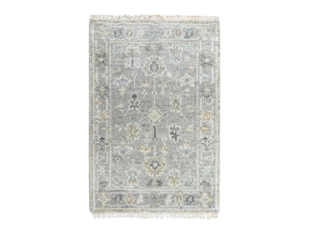 2'0" x 2'11" New Hand Knotted Grey Wool Rectangle Oriental Rug - MOA10210484