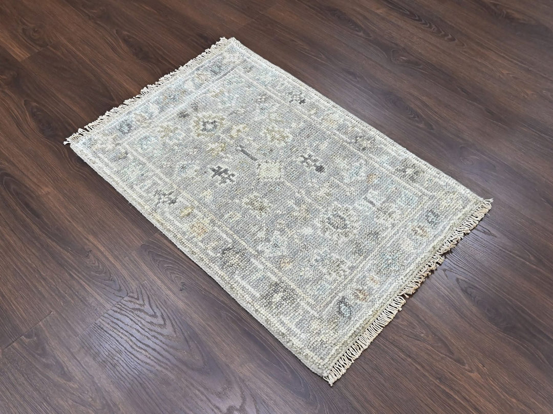 2'0" x 2'11" New Hand Knotted Grey Wool Rectangle Oriental Rug - MOA10210484