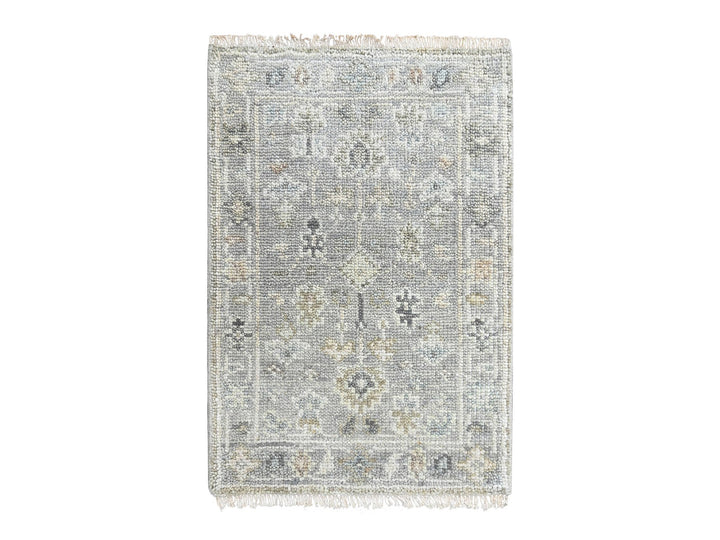 2'1" x 3'0" New Hand Knotted Grey Wool Rectangle Oriental Rug - MOA10210485