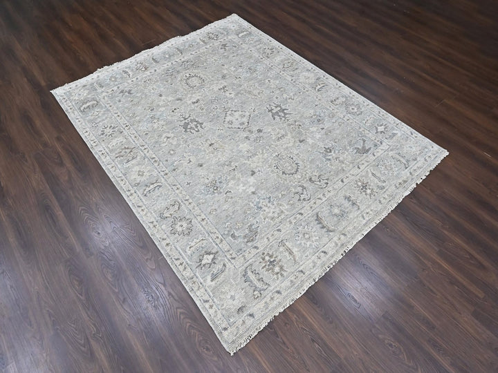 8'1" x 9'11" New Hand Knotted Grey Wool Rectangle Oriental Rug - MOA10210486