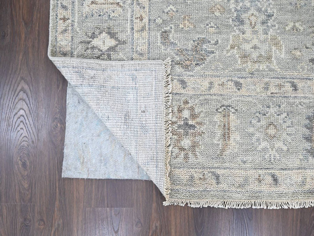 8'1" x 9'11" New Hand Knotted Grey Wool Rectangle Oriental Rug - MOA10210486