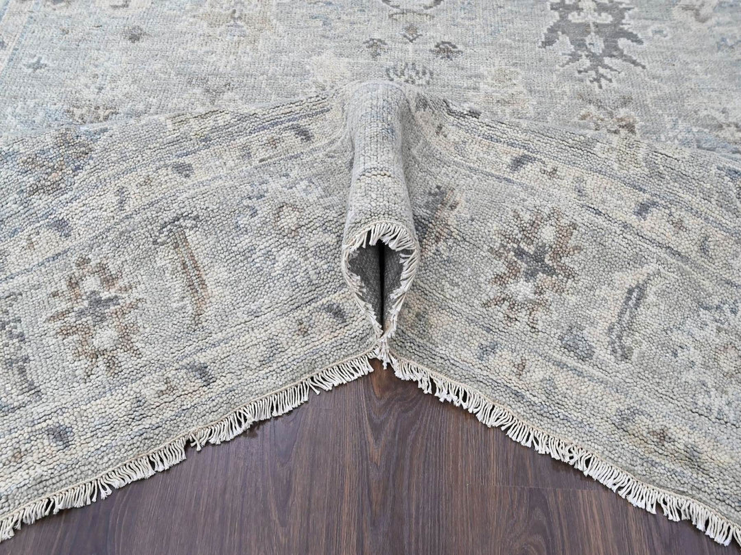 8'1" x 9'11" New Hand Knotted Grey Wool Rectangle Oriental Rug - MOA10210486