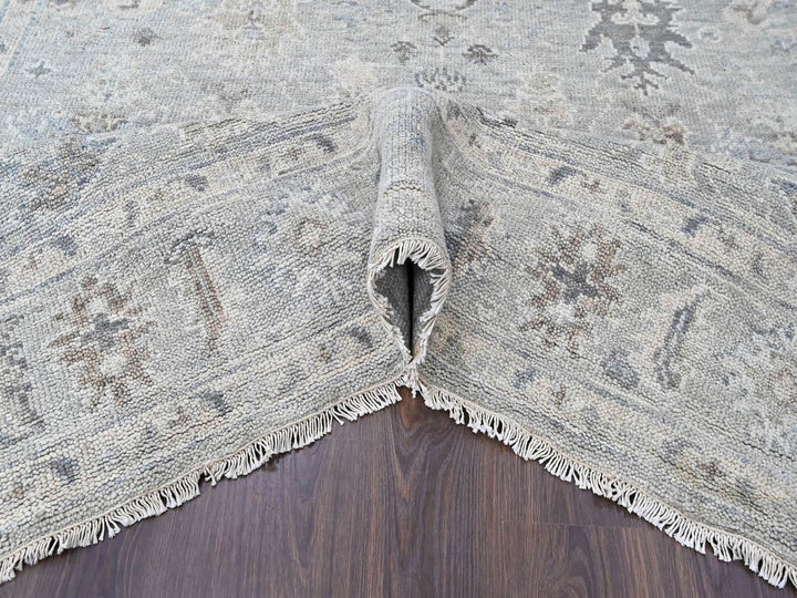 8'1" x 9'11" New Hand Knotted Grey Wool Rectangle Oriental Rug - MOA10210486