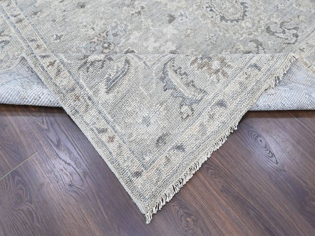 8'1" x 9'11" New Hand Knotted Grey Wool Rectangle Oriental Rug - MOA10210486