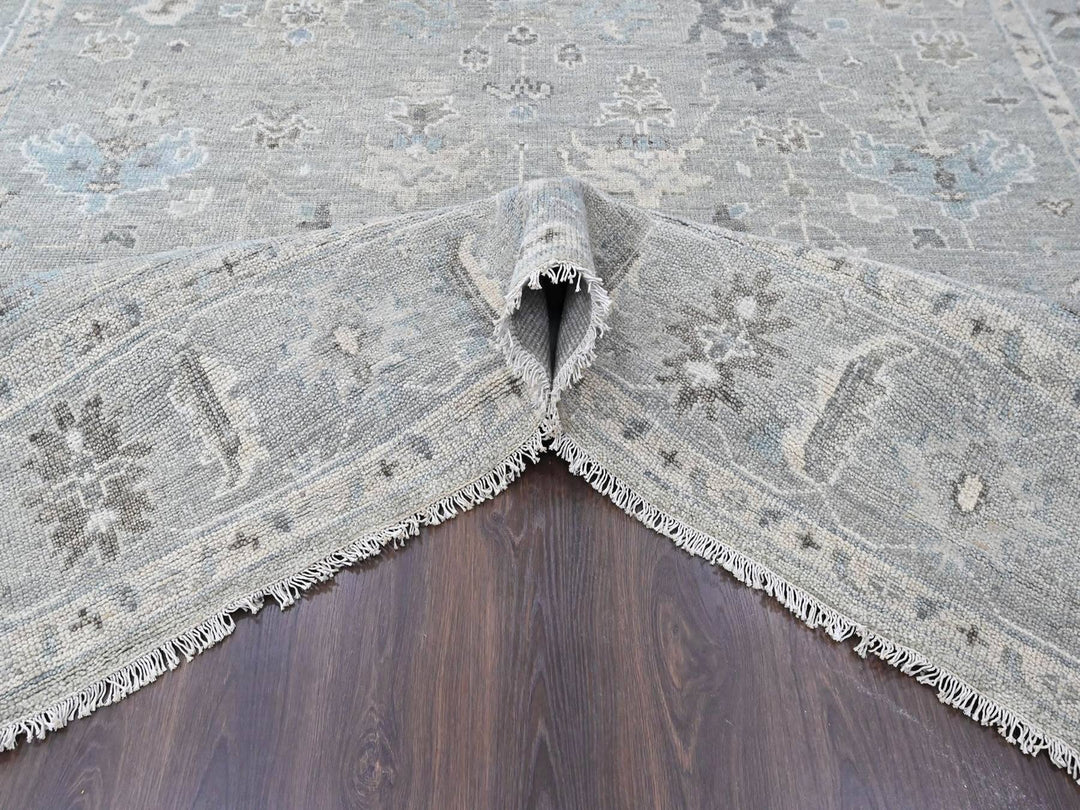 10'0" x 13'10" New Hand Knotted Grey Wool Rectangle Oriental Rug - MOA10210487