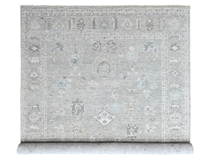 11'9" x 14'9" New Hand Knotted Grey Wool Rectangle Oriental Rug - MOA10210488