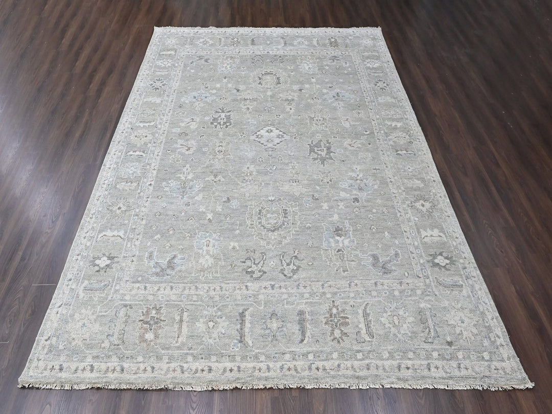 11'9" x 14'9" New Hand Knotted Grey Wool Rectangle Oriental Rug - MOA10210488