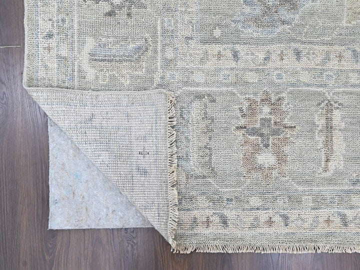 11'9" x 14'9" New Hand Knotted Grey Wool Rectangle Oriental Rug - MOA10210488