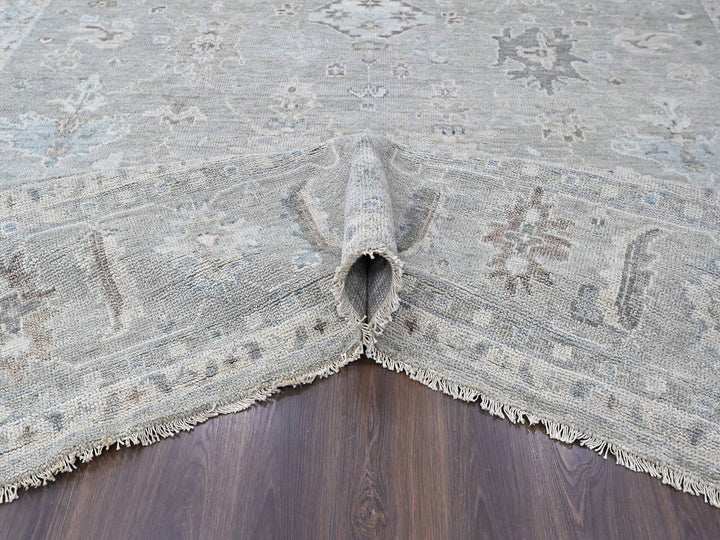 11'9" x 14'9" New Hand Knotted Grey Wool Rectangle Oriental Rug - MOA10210488